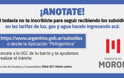 El Municipio de Morón  intensifica la asistencia para inscribirse en el registro de subsidios de servicios