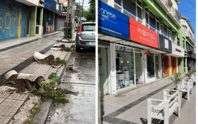 Lamentables Destrozos en la vía pública en pleno centro de Castelar norte