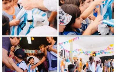 Lucas Ghi entregó camisetas argentinas a los más pequeños