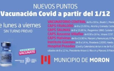 En diciembre se renuevan los puntos de vacunación