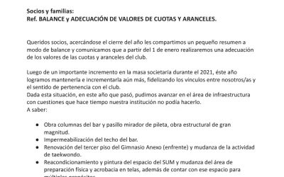 Club Morón: Balance de Año y comunicado a sus socios sobre adecuación de cuotas y aranceles