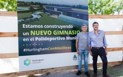 Zabaleta y Lammens pusieron en marcha la obra del nuevo gimnasio cubierto en el Polideportivo Municipal