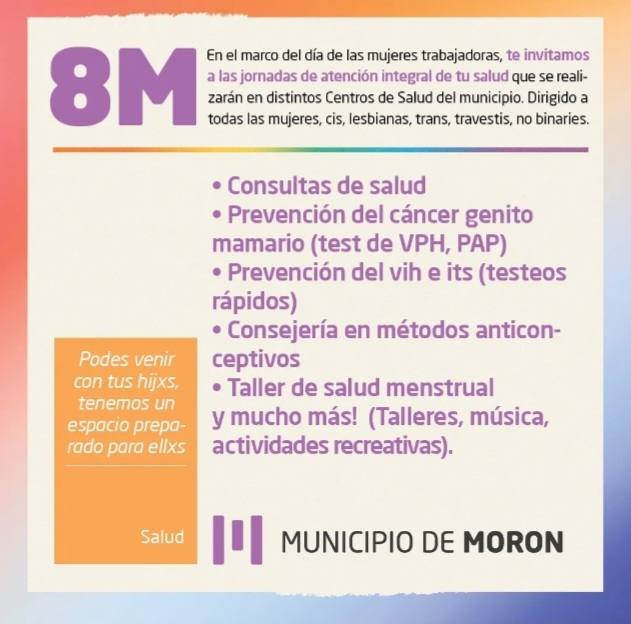 Jornadas de salud integral en el marco del mes de la mujer en diferentes CAPS del Municipio de Morón