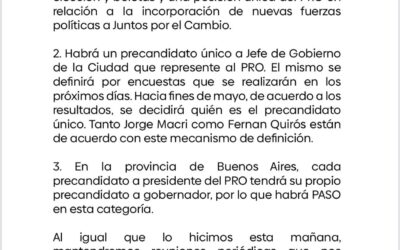 Larreta y Bullrich acordaron candidato único del PRO en CABA y PASO en Provincia de Buenos Aires