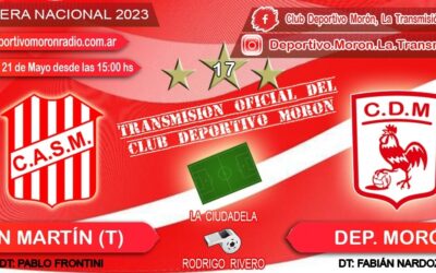 Este domingo, 16:00 horas (desde las 15:00, Club Deportivo Morón La Transmisión Oficial).San Martín de Tucumán vs Deportivo Morón. Por la quinta victoria consecutiva.