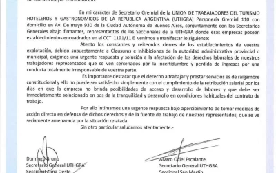 Clausuraron el Bingo de Morón y la UTHGRA salió a exigir al grupo CODERE una urgente respuesta y solución en defensa de los derechos laborales de los trabajadores