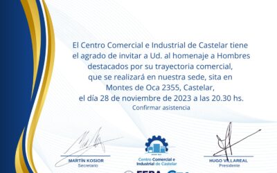 CASTELAR: COMERCIANTES DE CASTELAR SERÁN HOMENAJEADOS POR SU TRAYECTORIA COMERCIAL