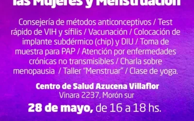 Morón: Actividades especiales para el Día de Acción por la Salud de las Mujeres y Menstruación
