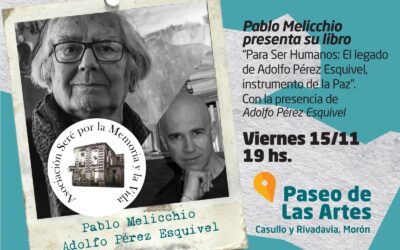 El Premio Nobel de la Paz Adolfo Perez Esquivel en Morón junto al escritor Pablo Melicchio