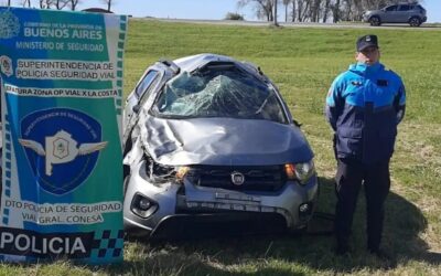 DETIENEN EN RUTA 11 A UN HOMBRE QUE VOLCO CON UN AUTO QUE HABIA ROBADO EN EL PALOMAR