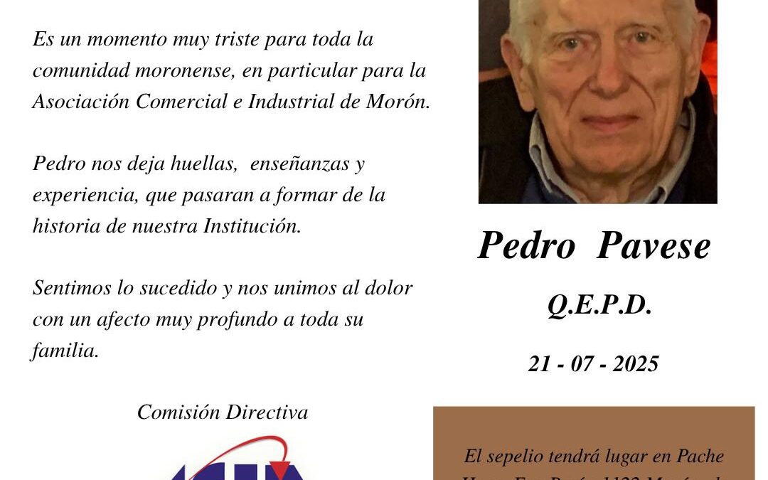 MORÓN DESPIDE A PEDRO PAVESE, QUERIDO VECINO Y REFERENTE HISTÓRICO DEL COMERCIO LOCAL