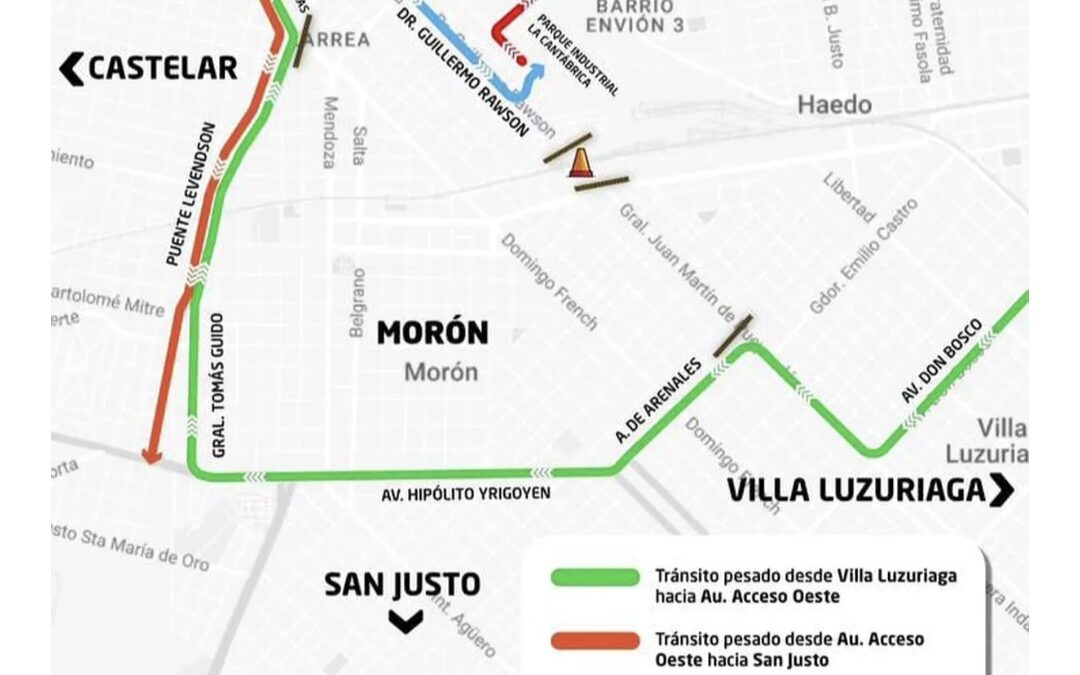 MORON: POR TRABAJOS EN LAS VIAS PERMANECERA CERRADO EL PASO A NIVEL DE RAWSON Y PUEYRREDON