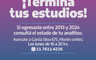 MORÓN: CONTINÚA ABIERTA LA INSCRIPCIÓN AL PLAN FINES PARA FINALIZAR LOS ESTUDIOS PRIMARIOS Y SECUNDARIOS