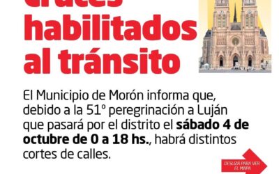 51º PEREGRINACIÓN A LUJÁN: CRONOGRAMA DE TRÁNSITO Y CIRCULACIÓN